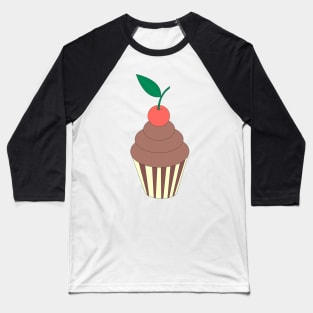 Chocolate Cupcake With Cherry On Top Digital Art | Melanie Jensen Illustrations Baseball T-Shirt